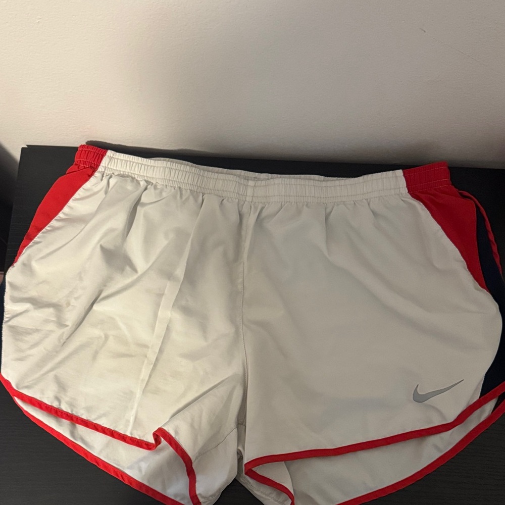 Nike Women's White and Red Athletic Shorts